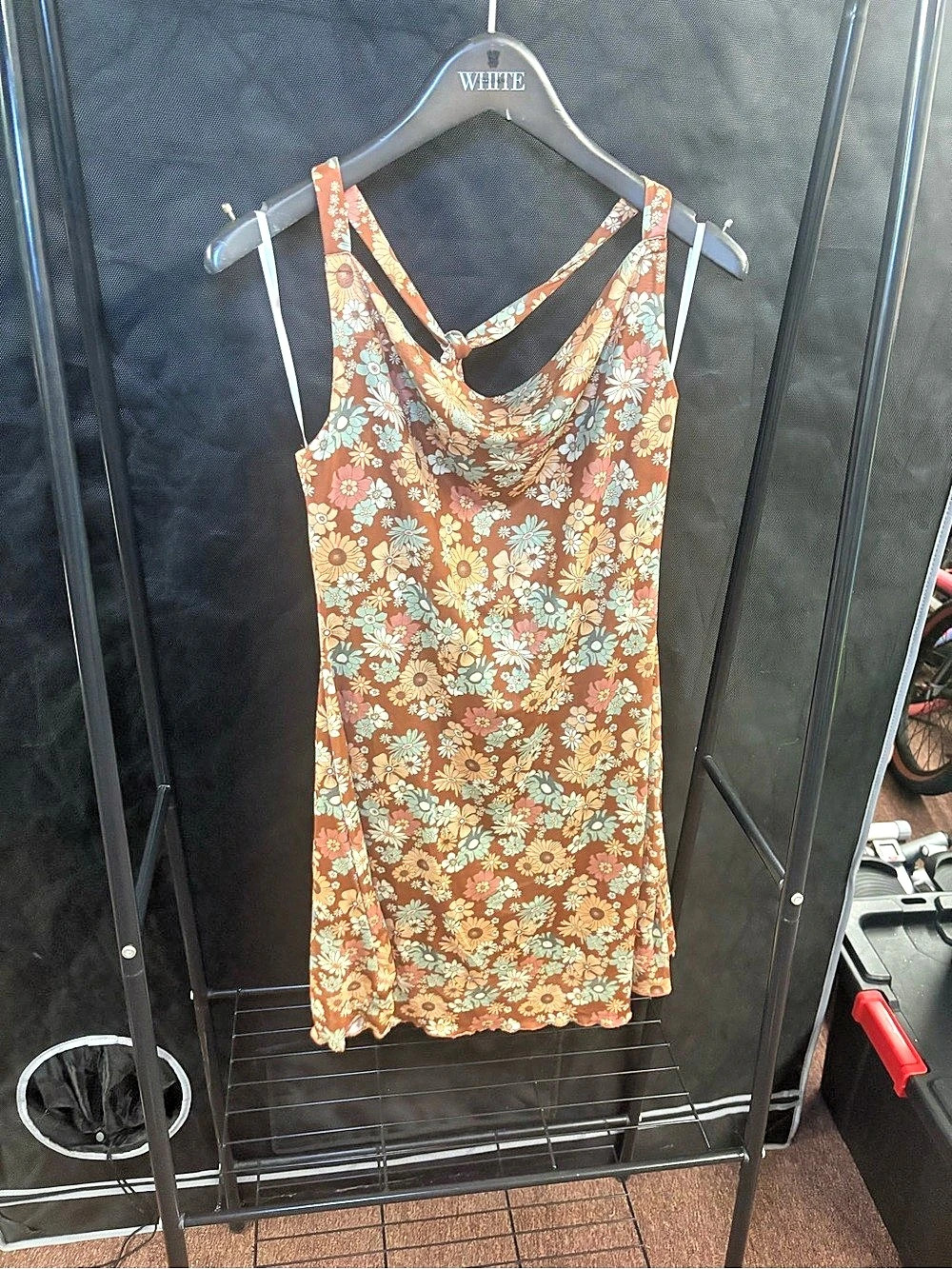 SHEIN Floral Mini Dress in Brown & Multicolor Size Medium NWT